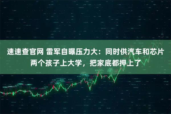 速速查官网 雷军自曝压力大：同时供汽车和芯片两个孩子上大学，把家底都押上了