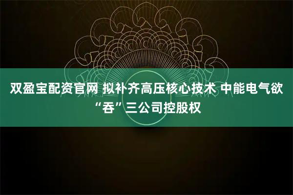 双盈宝配资官网 拟补齐高压核心技术 中能电气欲“吞”三公司控股权